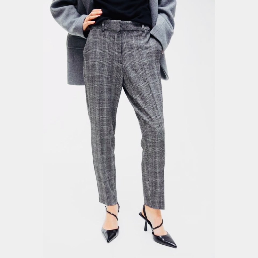 H&M NWT Gray Plaid Slacks Women’s Size 14